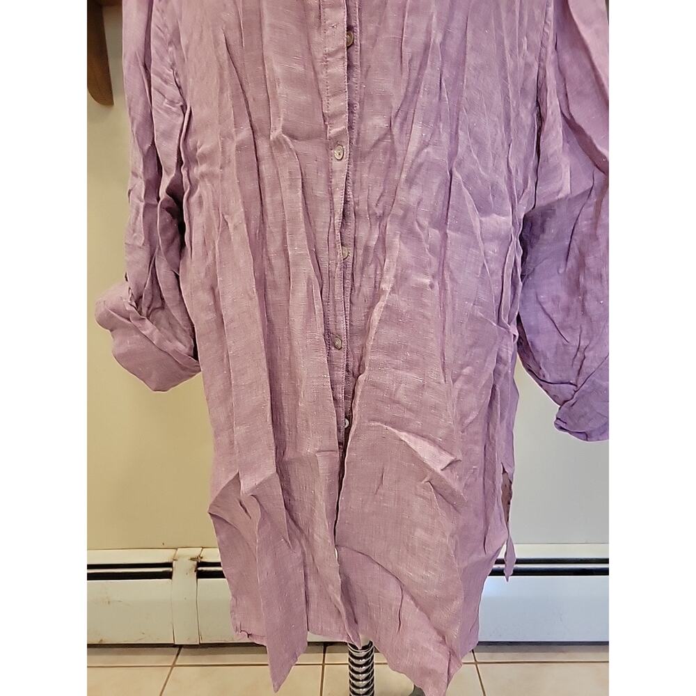 Sigrid Olsen 100% Linen Button Down Front Shirt 3X Purple Women plus size - Picture 3 of 9